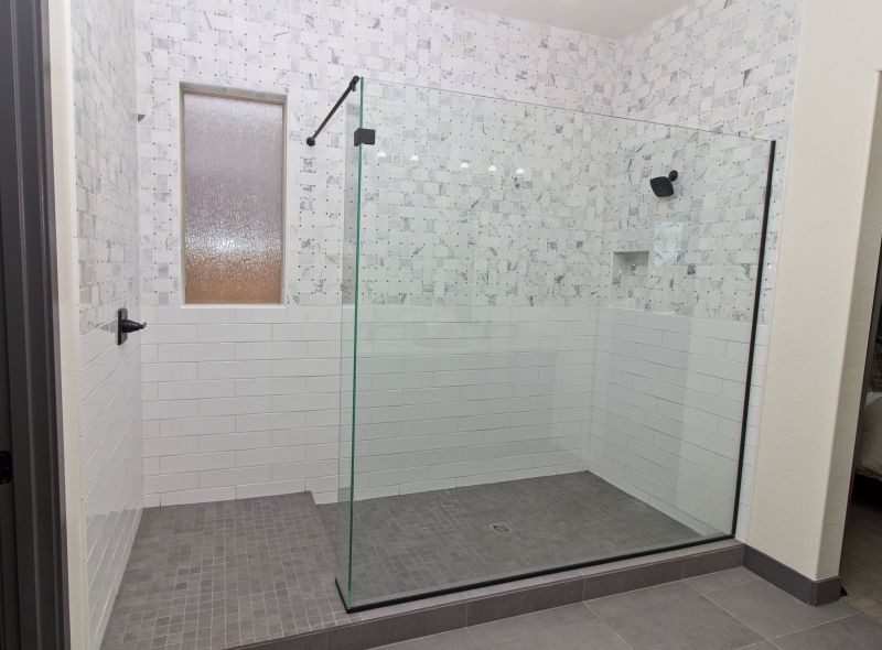 Minimalist Shower with Subway Tiles